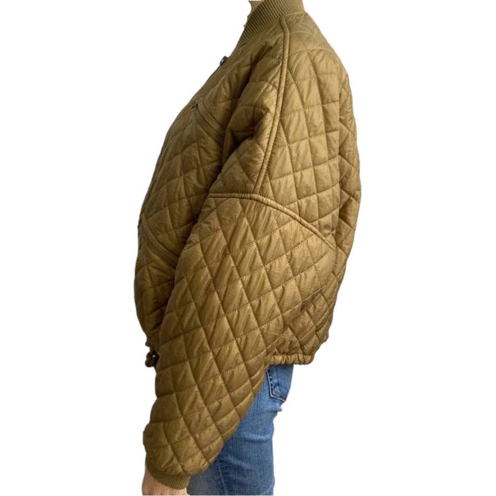 SOLD Free People Moss / Olive Green Easy Quilted Oversized Jacket Size Small - Picture 2 of 11
